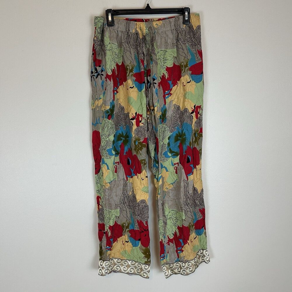 Punjammies Sudara 100% Rayon Pajama Pants Size L Floral Print Botanical Straight - Picture 3 of 7
